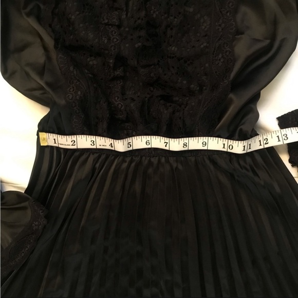 Victorian Goth High-necked Pleated Satin Black Party Dress by Moves - Picture 12 of 14